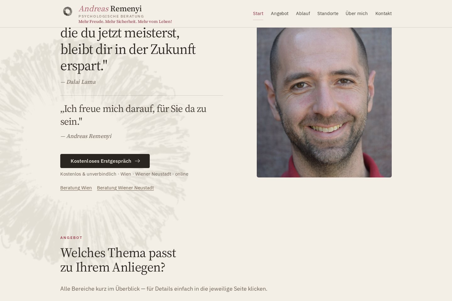 Screenshot der Andreas Remenyi Website